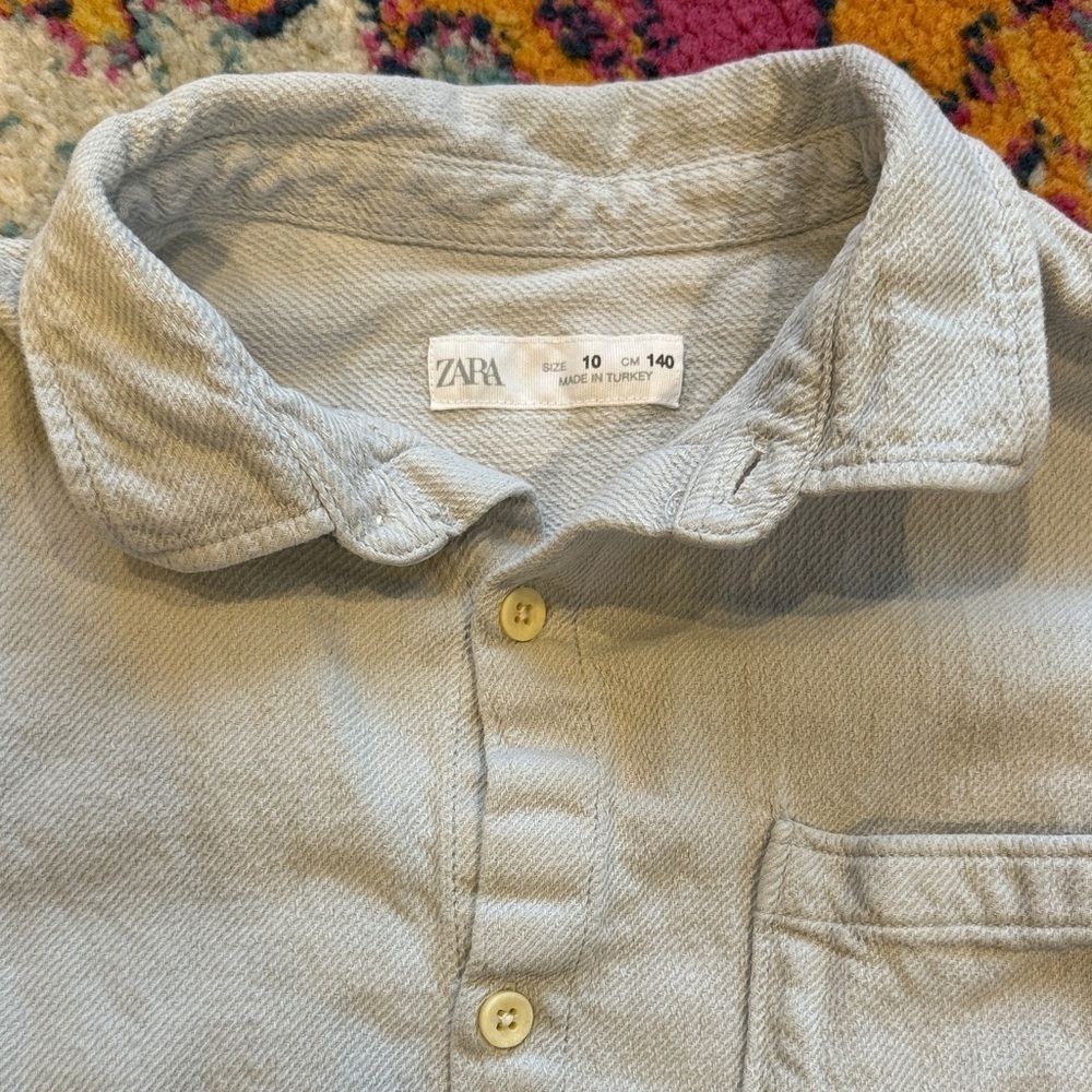 Zara Cream Kids Button-Down Shirt - Picture 2 of 5